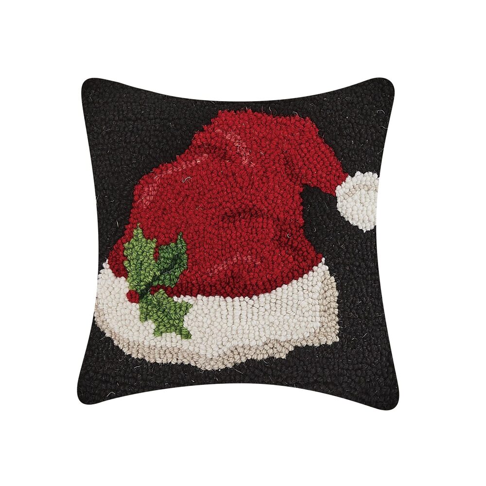 8868 Santa Hat Christmas Polyfill Hook Throw Pillow, 10-inch Square, Wool